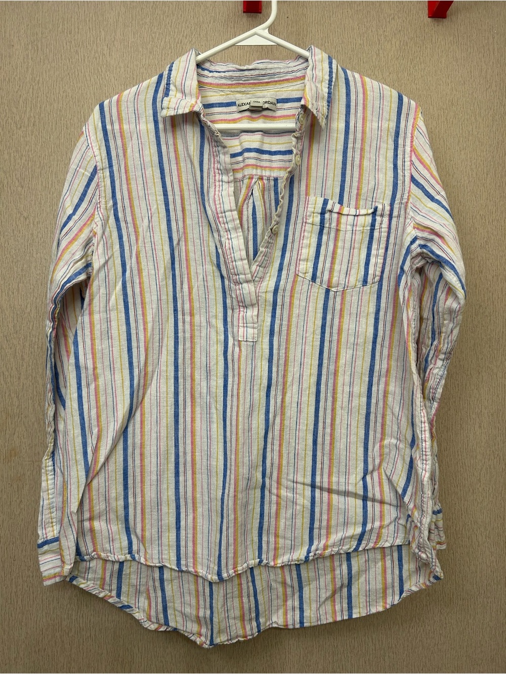Alexander Jordan - Rainbow Striped Cotton Linen Blouse - Size L